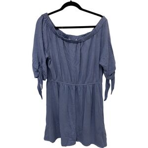The Vanity Room Off Shoulder Dress Womens Size Plus 2X fleece‎ Blue Stretch NWT